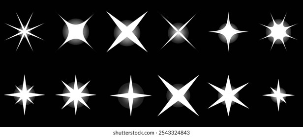 Diseño transparente del icono del símbolo de la estrella. Icono de estrellas brillantes. Conjunto de Formas de estrellas para diseño, carteles, proyectos, Anuncios y logotipo. estrellas blancas. estrellas brillantes. EPS