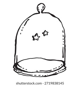 A transparent stylized glass dome with two stars inside. For creating patterns, borders, and designs on fabric, dishes, wrapping paper, T-shirts, and any other printed materials.