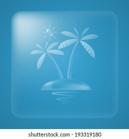 Transparent sun and coconut tree summer icon. Vector illustration