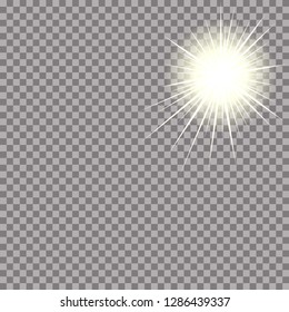 Transparent sun with rays of sunlight a luminous effect. Elements for your design.