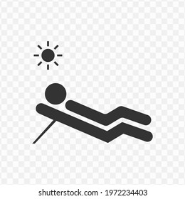 Transparent sunbathe icon png, vector illustration of an sunbathe in dark color and transparent background(png).