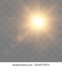 Transparent sunlight with lens flare effect. Vector format. Includes overlays, light, sun, sunrays, transitions, lens flare, light leaks and glare. 