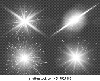 Transparent sunlight lens flare light effect. Star burst with sparkles. Vector illustration