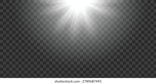 Transparent Sunlight Rays Glow Effect Background With Bright White Light Beam Illumination Overlay Design For Creative Editing Photography And Visual Composition Vector Illustration