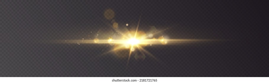 Transparent sunlight with a special glare light effect. PNG. Isolated light effects on a transparent background. Vector illustration