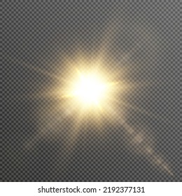 Transparent sunlight with a special glare light effect. PNG. Isolated light effects on a transparent background. Vector illustration