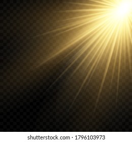 transparent sunlight special lens flash light effect.front sun lens flash. blur in the light of radiance. Element of decor. Horizontal stellar rays and searchlight.