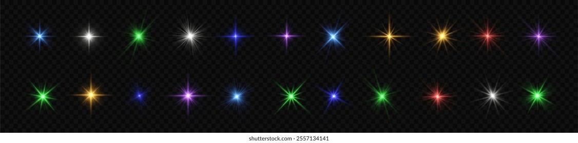 Transparent sunlight special lens flash light effect. Sun light with glare. Flash png. Vector illustration for perfect effect with sparkles. Sun rays png. 