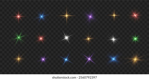 Transparent sunlight special lens flash light effect. Sun light with glare. Flash png. Vector illustration for perfect effect with sparkles. Sun rays png.