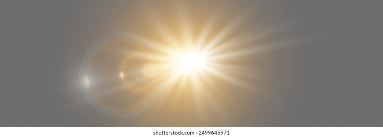 Transparent sunlight special lenses and glare, lighting effect.