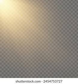 Transparent sunlight sunlight vector. Sun with rays and spotlight.
