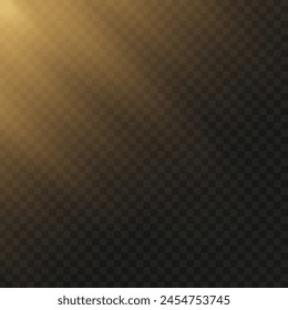 Transparent sunlight sunlight vector. Sun with rays and spotlight.
