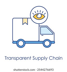 Transparent Supply Chain Icon – Eye Overlapping a Delivery Truck, Showing Supply Chain Transparency in Fashion
