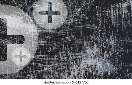 transparent symbols and scratched background