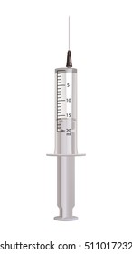 transparent syringe on white