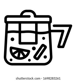 Transparente Teekanne Symbol. Umrissenes, transparentes Teebeutel-Vektorillustration-Symbol für Webdesign einzeln auf weißem Hintergrund