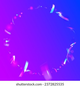 Transparent Texture. Glamour Foil. Blur Multicolor Gradient. Cristal Background. Falling Sparkles. Purple Shiny Tinsel. Disco Flare. Bright Art. Blue Transparent Texture