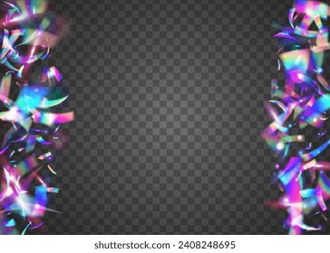 Textura transparente. Efecto Glitch. Serpentina Retro Realista. Foil de lujo. Glare De Desenfoque Morado. Arte Surrealista. Carnaval Confetti. Diseño Disco. Textura azul transparente