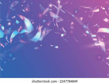 Transparent Texture. Surreal Foil. Retro Element. Glamour Art. Disco Celebrate Gradient. Neon Glitter. Violet Laser Tinsel. Bokeh Effect. Purple Transparent Texture