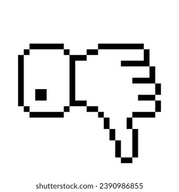 Transparent thumbs down line icon. Gesture, disapproval, dislike, emoji, refusal, chat, communication, emotions, pixel style. Multicolored icon on white background