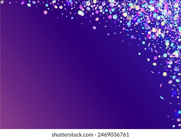 Transparent Tinsel. Glare Isolated Illustration. Rainbow Confetti. Digital Banner. Blue Disco Background. Modern Dust. Happy Pattern. Iridescent Paper. Purple Transparent Tinsel