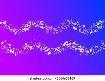 Transparent Tinsel. Unicorn Glitter. Light Concept. Pink Glare Paper. Digital Design. 3d Colourful Explosion. Falling Dust. Carnaval Confetti. Blue Transparent Tinsel