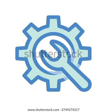 Transparent Tools and Mechanics Symbol Spanner Crossing a Cog