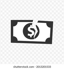 Transparent torn money icon png, vector illustration of an torn money icon in dark color and transparent background(png)