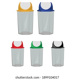 Transparent trash can with lids in different colors, easy to dispose of each type of garbage