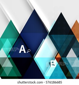 Transparent triangle tiles banner. Vector template background for workflow layout, diagram, number options or web design