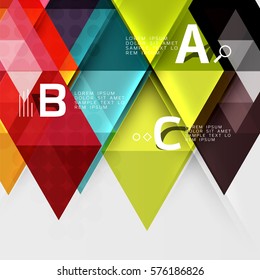 Transparent triangle tiles banner. Vector template background for workflow layout, diagram, number options or web design
