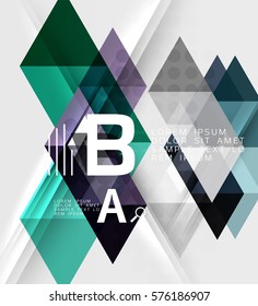 Transparent triangle tiles banner. Vector template background for workflow layout, diagram, number options or web design