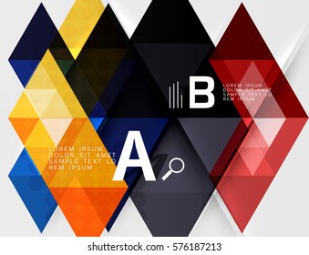 Transparent triangle tiles banner. Vector template background for workflow layout, diagram, number options or web design