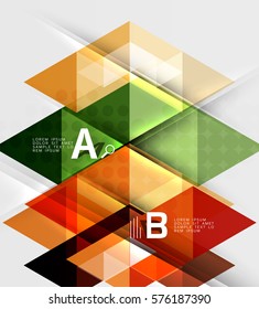 Transparent triangle tiles banner. Vector template background for workflow layout, diagram, number options or web design