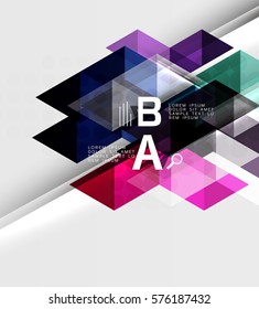 Banner de azulejos triangulares transparentes. Fondo de plantilla de vector para diseño de flujo de trabajo, diagrama, opciones de número o diseño web
