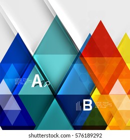 Transparent triangle tiles banner. Vector template background for workflow layout, diagram, number options or web design