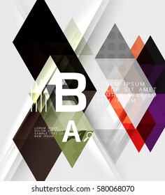 Transparent triangle tiles banner. Vector template background for workflow layout, diagram, number options or web design