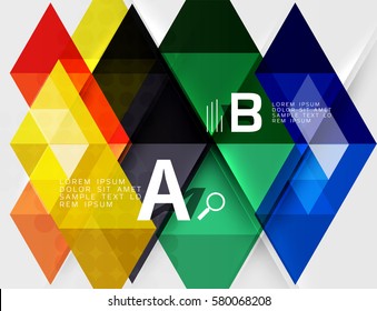 Transparent triangle tiles banner. Vector template background for workflow layout, diagram, number options or web design