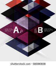 Transparent triangle tiles banner. Vector template background for workflow layout, diagram, number options or web design