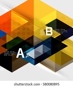 Banner de azulejos triangulares transparentes. Fondo de plantilla de vector para diseño de flujo de trabajo, diagrama, opciones de número o diseño web