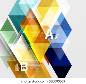 Transparent triangle tiles banner. Vector template background for workflow layout, diagram, number options or web design