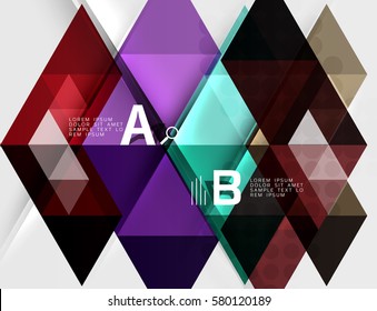 Transparent triangle tiles banner. Vector template background for workflow layout, diagram, number options or web design
