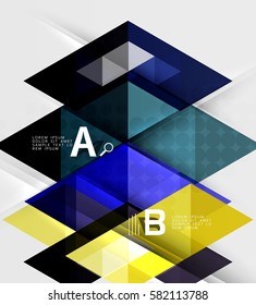 Banner de azulejos triangulares transparentes. Fondo de plantilla de vector para diseño de flujo de trabajo, diagrama, opciones de número o diseño web