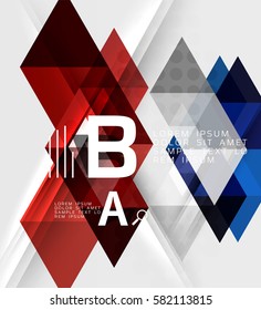Transparent triangle tiles banner. Vector template background for workflow layout, diagram, number options or web design