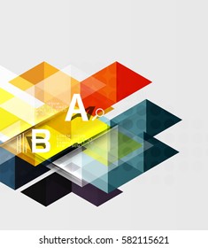 Transparent triangle tiles banner. Vector template background for workflow layout, diagram, number options or web design
