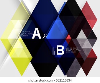 Banner de azulejos triangulares transparentes. Fondo de plantilla de vector para diseño de flujo de trabajo, diagrama, opciones de número o diseño web