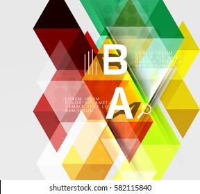 Transparent triangle tiles banner. Vector template background for workflow layout, diagram, number options or web design