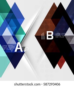 Transparent triangle tiles banner. Vector template background for workflow layout, diagram, number options or web design