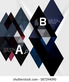 Transparent triangle tiles banner. Vector template background for workflow layout, diagram, number options or web design