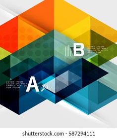 Transparent triangle tiles banner. Vector template background for workflow layout, diagram, number options or web design